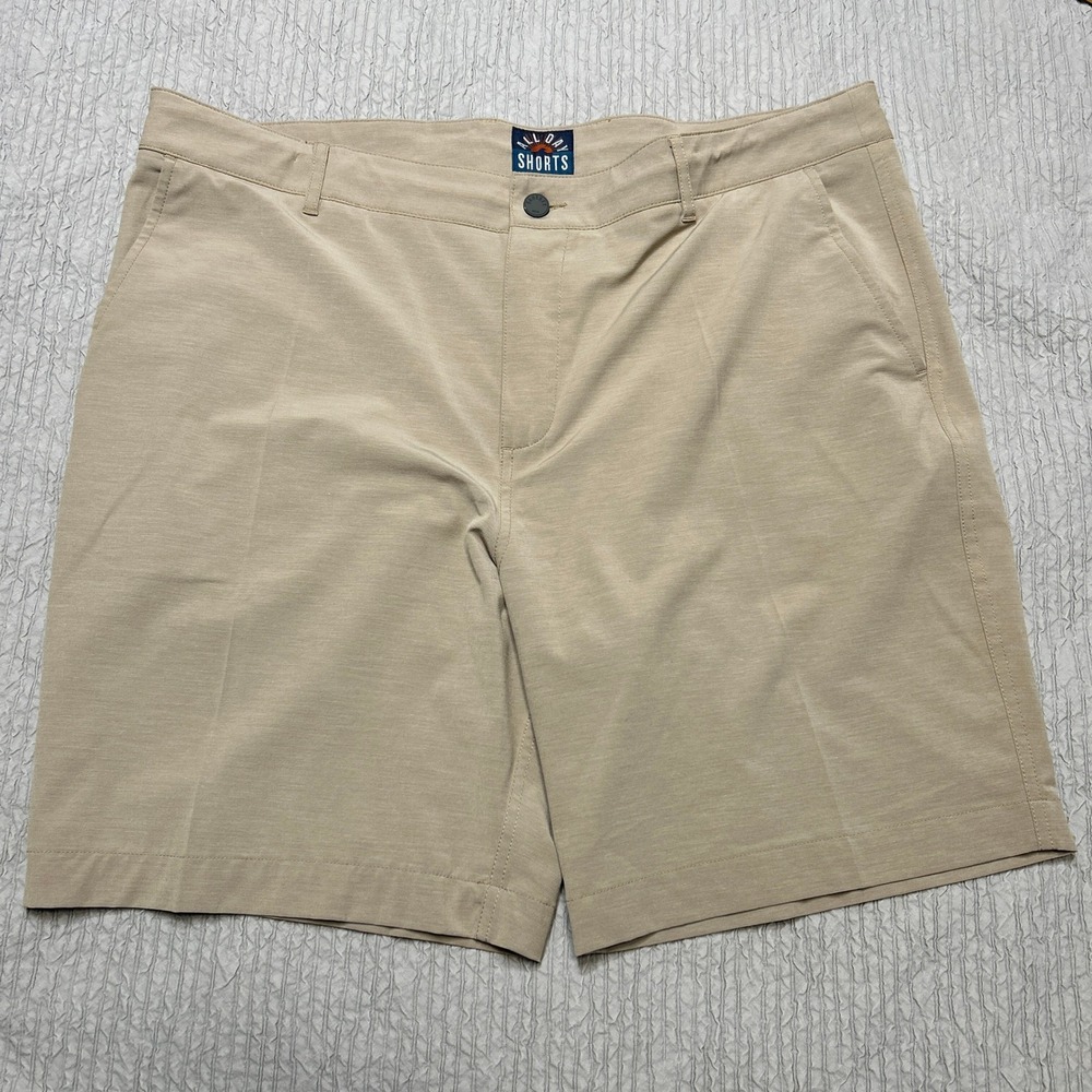 Faherty All Day Shorts Mens 38 Khaki Tan Hybrid Board Shorts Stretch Quick Dry